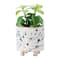 Hello Honey® 6" White & Blue Splatter Design Stoneware Footed Planter